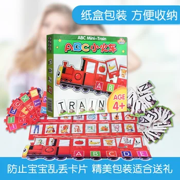 

candice guo! educational toy paper puzzle game ABC mini train letters English enlightenment baby early learning birthday gift 1p