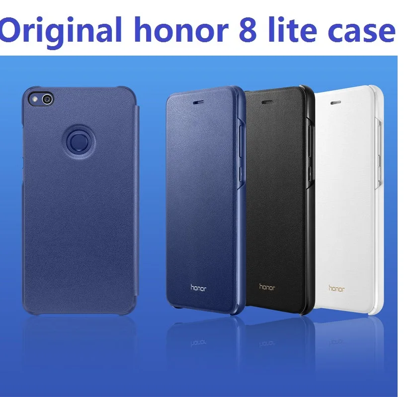 Оригинальный кожаный чехол Huawei Honor 8 lite защитный с окошком для просмотра умный