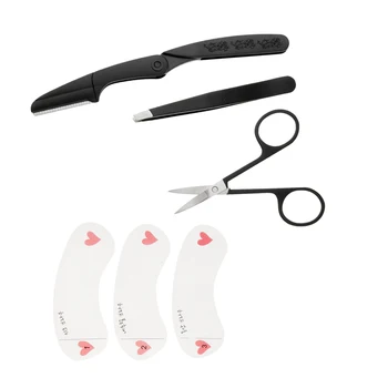 

6Pcs Eyebrow Scissor Shaver Slant Tip Hair Removal Tweezer Trimming Kit Eyebrow Stencil Shaper Shaping Set with Travel Bag