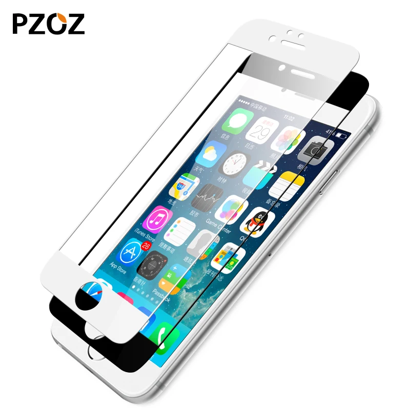 PZOZ gehärtetem glas voll abdeckung screen protector für iphone 6s 6 plus iphone 6 s film 9 h farbe