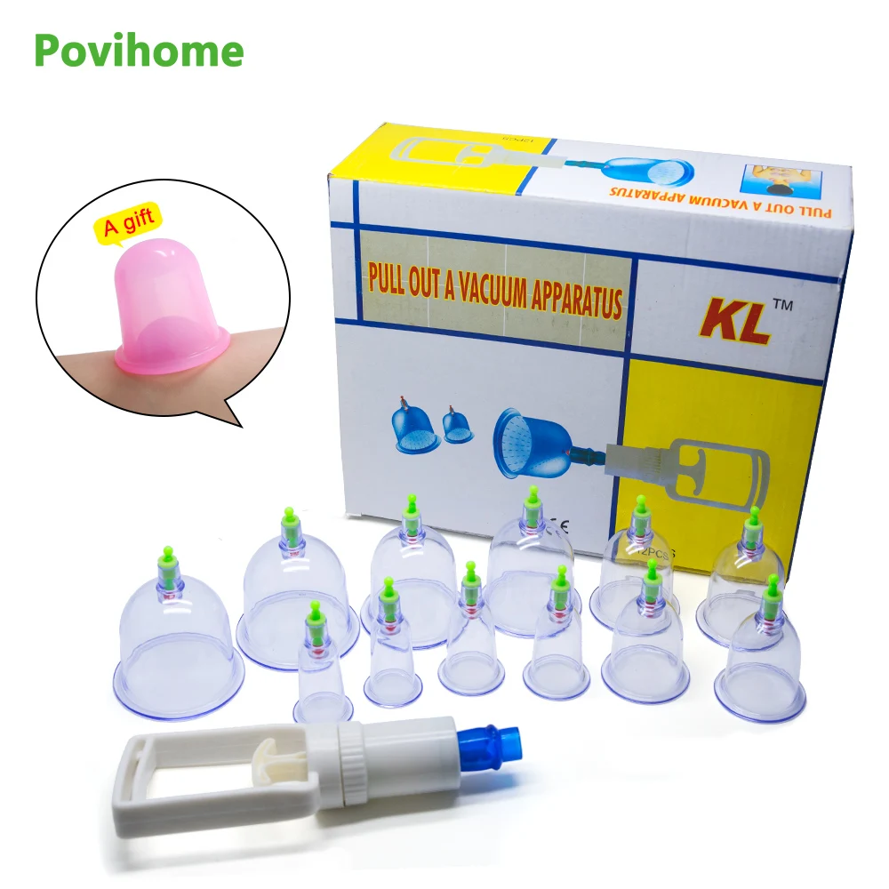 

12Pcs Body Suction Cup Acupunture Massage Medicine Vacuum Cupping Body Relaxation Healthy Massage Set C1219