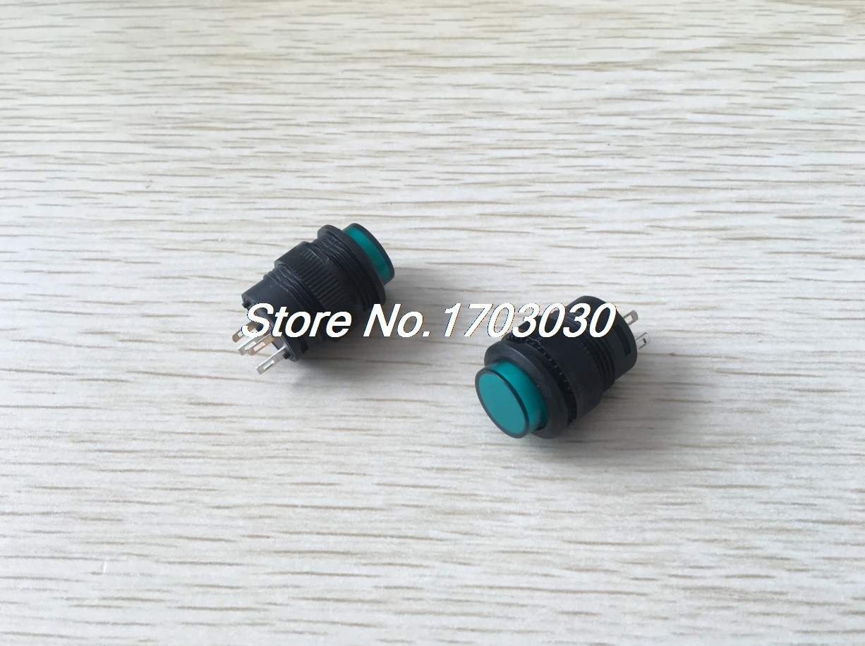 

2 Pcs R16-503 16mm Self-Locking Green LED Light Indicator Push Button Switch