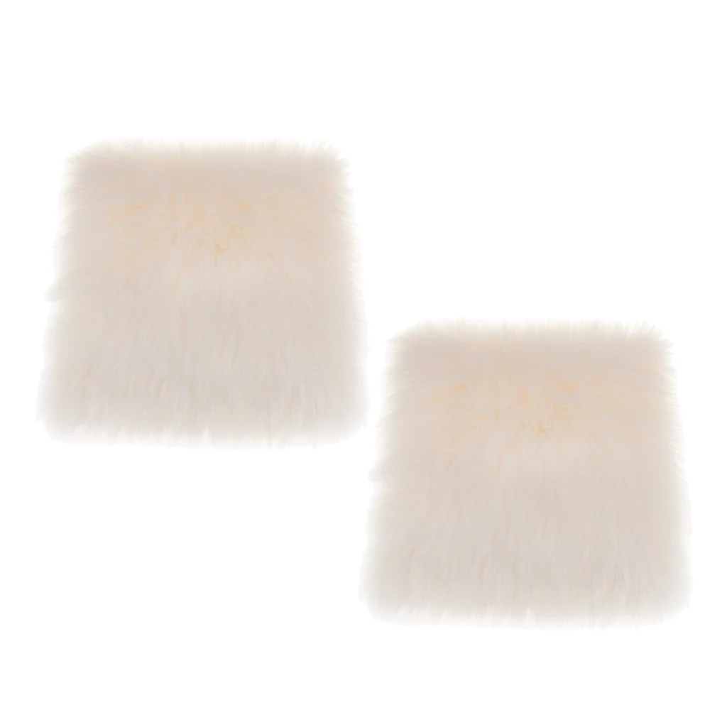 Pack 2 Faux Sheepskin Seat Cushion Bedroom Floor Mat Office Car Sofa Chair Pad Tatami 40cmx40cm -White | Дом и сад