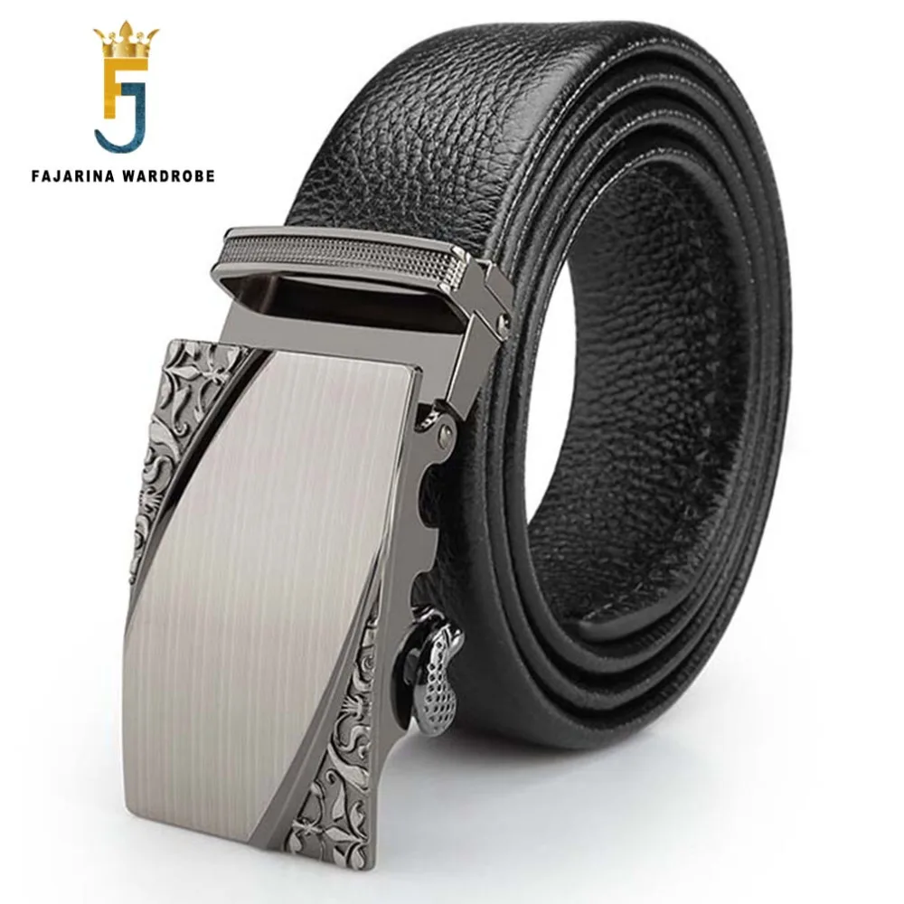 

FAJARINA Mens All-match 1st Layer Top Quality Cowhide Genuine Straps Leather Belt Automatic Buckle Metal Belts for Men ZDFJ026