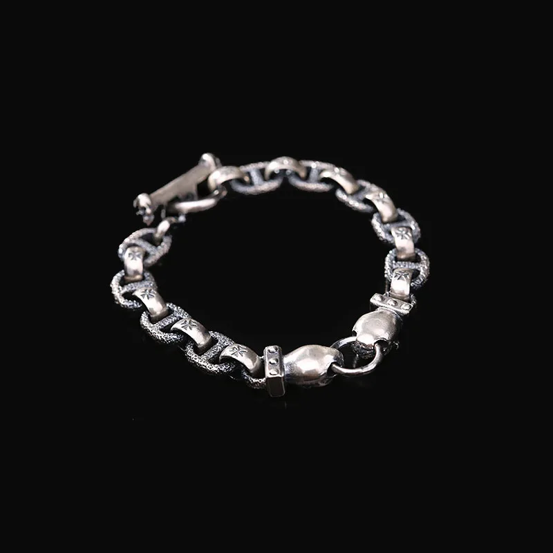 

990 flower domineering coarse Leopard head bracelet Thai silver 990 fine silver makes the punk man bracelet