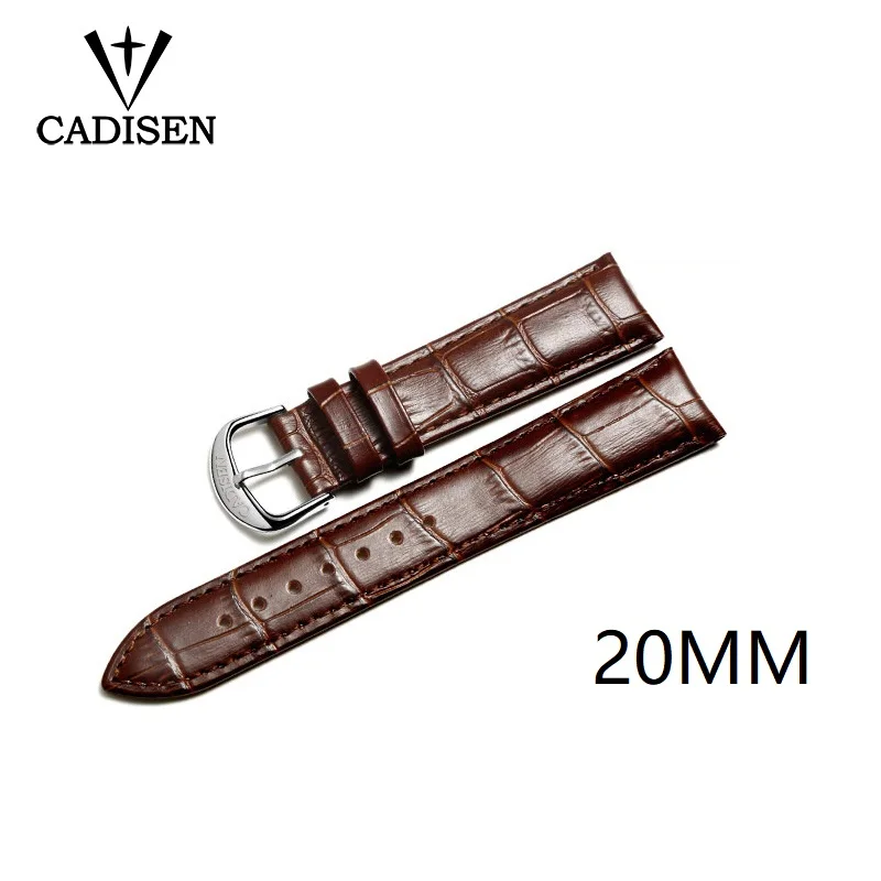CADISEN новые часы браслет ремень черный Ремешки для наручных часов из натуральной кожи ремешок для часов 20 мм 22 мм 24 мм аксессуары для часов браслет