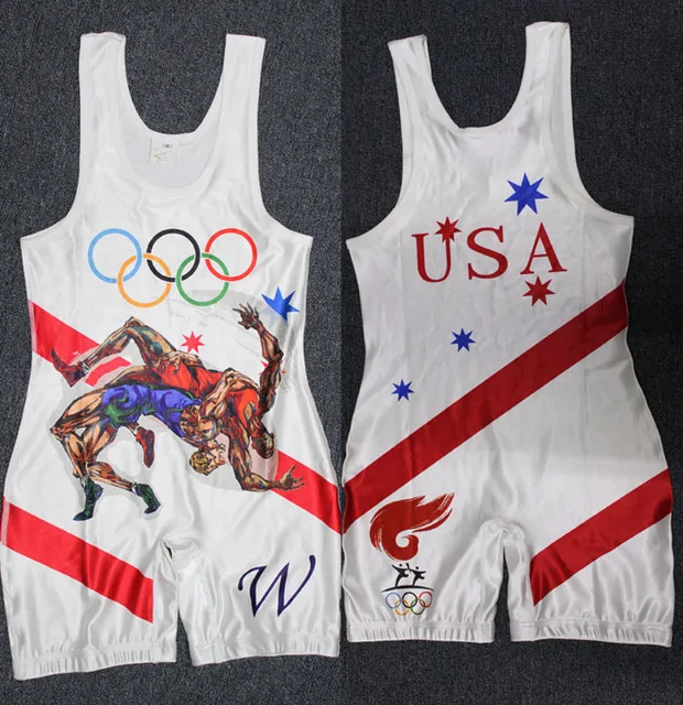 DIY Custom Cartoon Wresting USA Wrestling Singlet Wrestling Outfit Gym