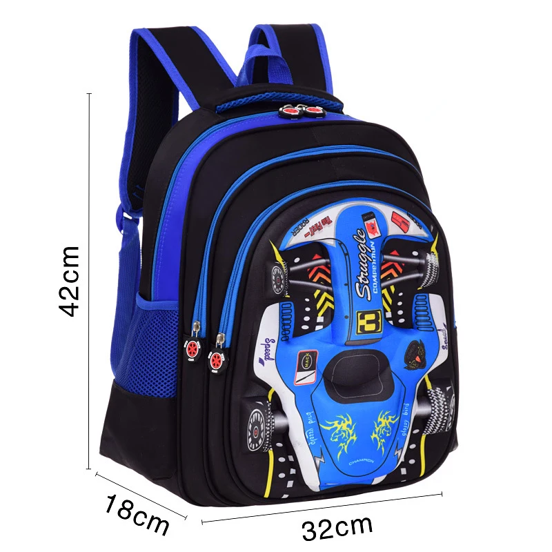 

3D racing children printing backpacks cartoon car Lightweight kids school bags for boys girls Travel backpack 2 size schoolbag