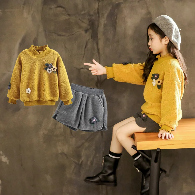 

children clothing set 2018 meisjes kleding girls top+shorts 2 pieces autumn winter