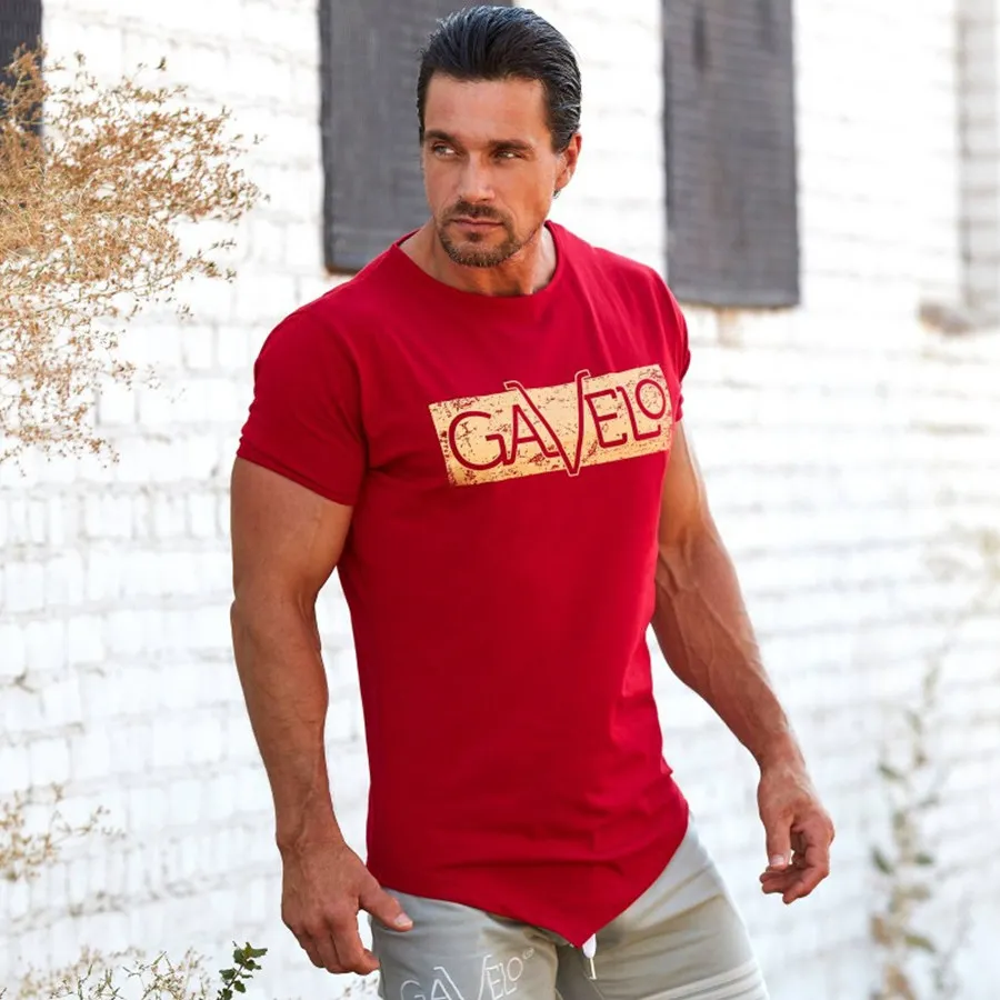 Esportes de Algodão Balck de Jogging Calças de Treinamento Ginásio de Treino de Fitness Homens Corrida T-shirt Fino Camisa Masculina Manga Curta Tee Tops Red Roupas t