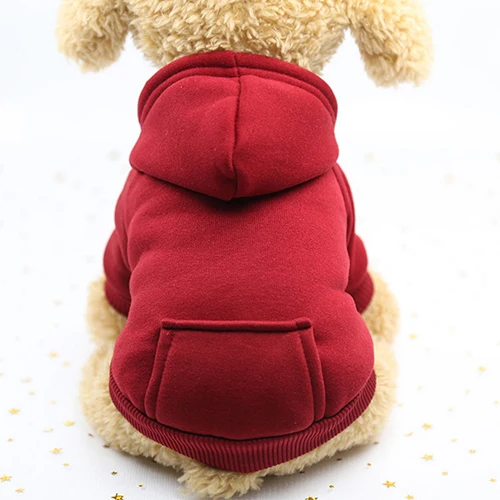 Коллекция года, классический однотонный свитер с капюшоном для собак, спортивная куртка для маленьких собак, кошек, хлопковая одежда для щенков, 6 цветов, на лето и осень - Цвет: Red