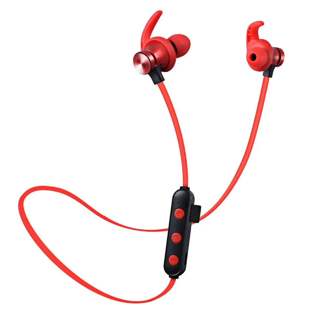 XT22 спортивные наушники, беспроводные Bluetooth 5,0, стерео гарнитура, магнитные наушники с защитой от пота, наушники с микрофоном, поддержка TF карты - Цвет: Красный