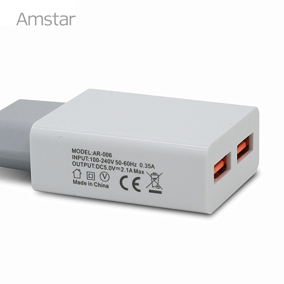 Amstar тонкий двойной USB зарядное устройство для телефона ЕС/США штекер Макс 2.1A Смарт Быстрая зарядка мобильное зарядное устройство для iPhone для samsung Xiaomi