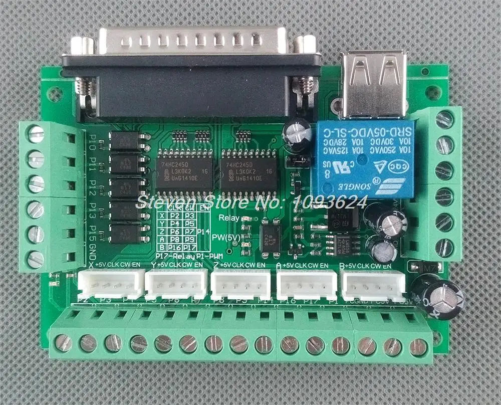 

New CNC 5 Axis Interface Adapter Breakout Board For Stepper Motor Driver Mach3