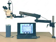 Articulating Arm Microscope–AmScope Supplies 3.5X-90X Articulating Arm 144-LED Zoom Stereo Microscope + 1.3MP Digital Camera