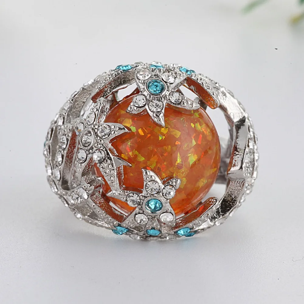 Big Stone Ring Plant Moonstone Wedding Ring for Women Jewelry Couple Love Ring Engagement Women Accessories Anillos Mujer E5X999