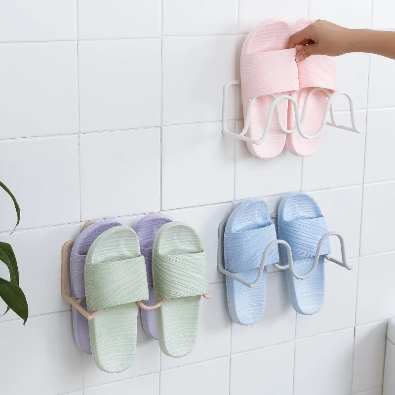 

Hot Sell Double-Layer Shoes Rack Shoe Racks Storage Organizer Wall Mount Slippers Hanging Shelf Slipper Rack Holder Shoes