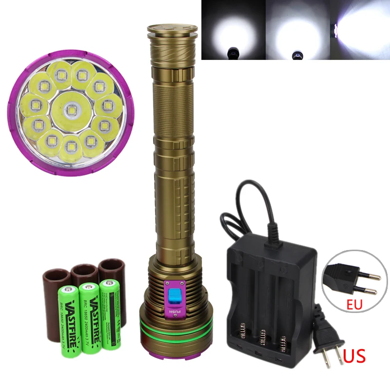 

Waterproof Diving Scuba Torch 30000LM 12x XML L2 LED Hunting Light + Battery +Charger