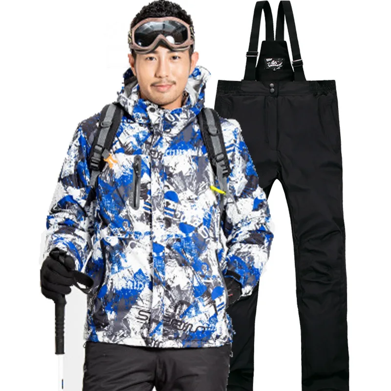 Мужской лыжный костюм непромокаемый супер теплый Сноубординг пальто комплект лыжная куртка+ лыжные брюки ветрозащитный открытый зимний костюм мужской
