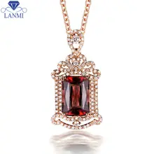 Luxury 18k Gold Natural Pink Tourmaline Pendant With Diamond Emerald Cut 11.02×7.77×5.72mm For Party WP078
