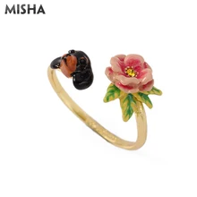 MISHA, модные кольца для женщин, ручная работа, цветок, собака, эмалированная глазурь, вечерние кольца, подарок другу, модное ювелирное изделие