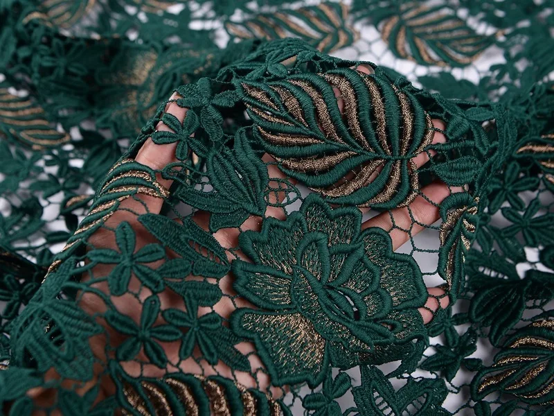 Встроенные золотые полосы многоузорная Сетка кружевная ткань для платья Высокое качество красивые ткани модные Tecidos Para Roupa Telas