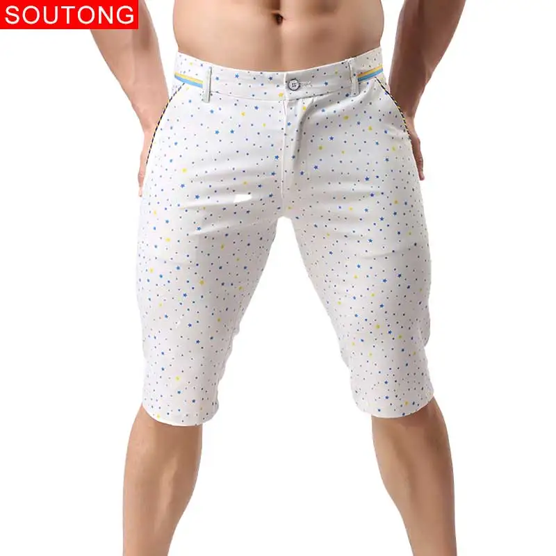 

Men Causal Shorts 2018 Summer Men Short Pants Casual Shorts Men Dot Star Pattern Straight Men Trousers qfk03
