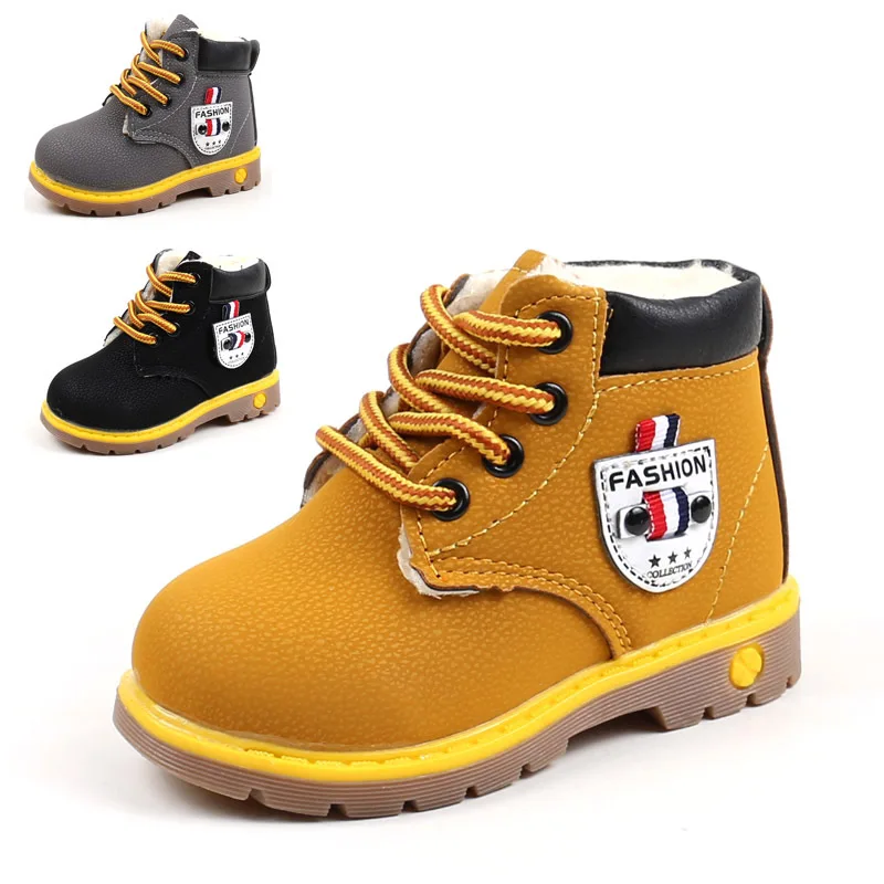 

Winter Children's Boots Cotton Casual Shoes Martin Boots Lace-up Baby Shoes Unisex Fashion Snow Boots Warm Plush Kids Shoes