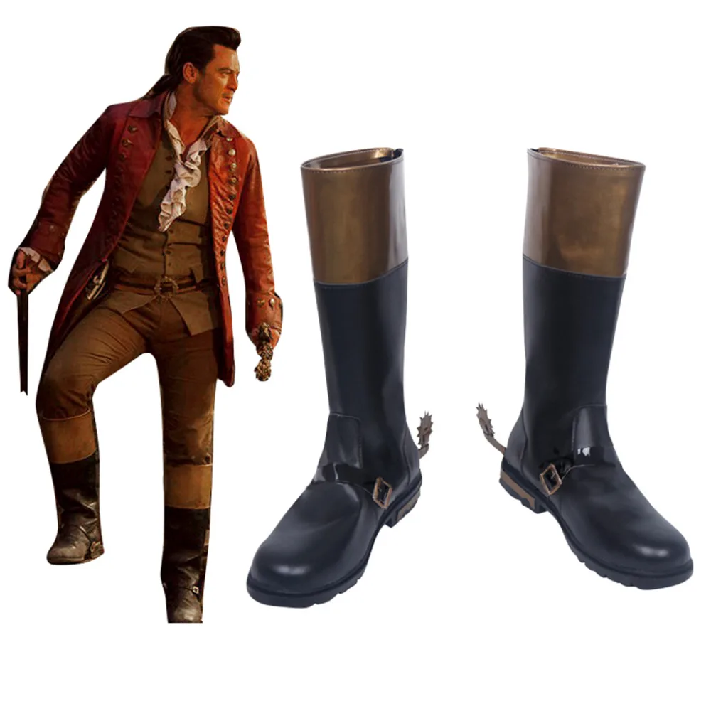 

Movie Beauty And The Beast Gaston Prince Cosplay Shoes Boots Halloween Carnival Cosplay Accessories Adult Men
