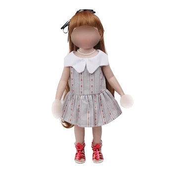 

18 inch Girls doll clothes Cute stand-up collar dress American new born dress Baby toys fit 43 cm baby c560