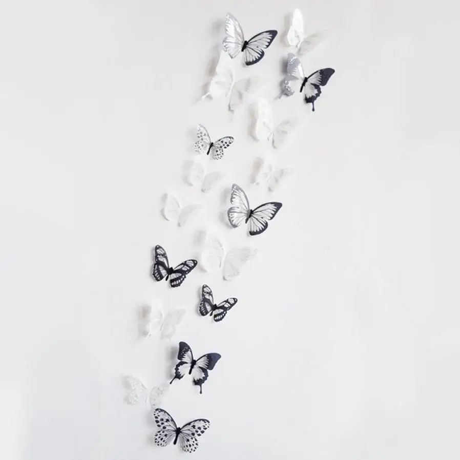 36 шт. 3D Черно-белая бабочка наклейка художественная Наклейка на стену настенная украшение дома 2o0501