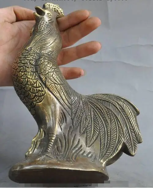 

S1192 8" chinese fengshui bronze Zodiac Year animal Cock Rooster Chicken lucky statue discount 30% (C0324)
