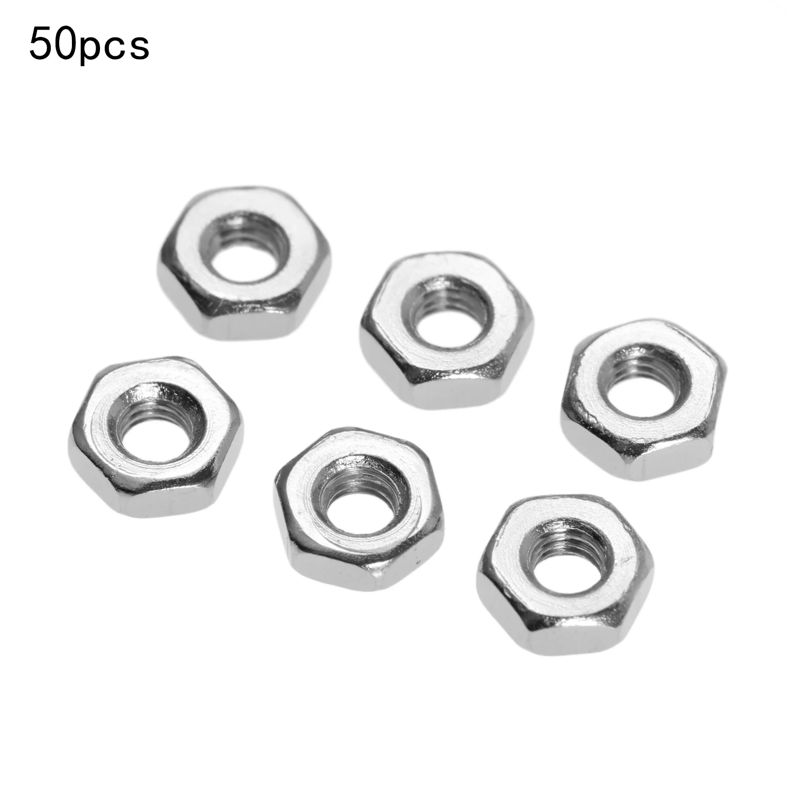 

50Pcs M2/M2.5/M3/M4/M5/M6 Carbon Steel Nuts Metric Thread Hex Nuts Silver Hexagon Nut For Screws Bolts Fasteners