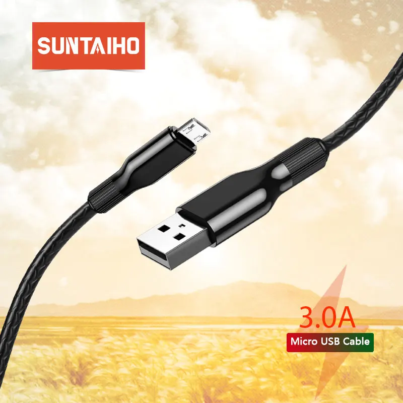 Suntaiho Micro USB кабель 3.0A нейлон Быстрая зарядка USB кабель для передачи данных для samsung Xiaomi Tablet Android мобильный телефон usb зарядный шнур