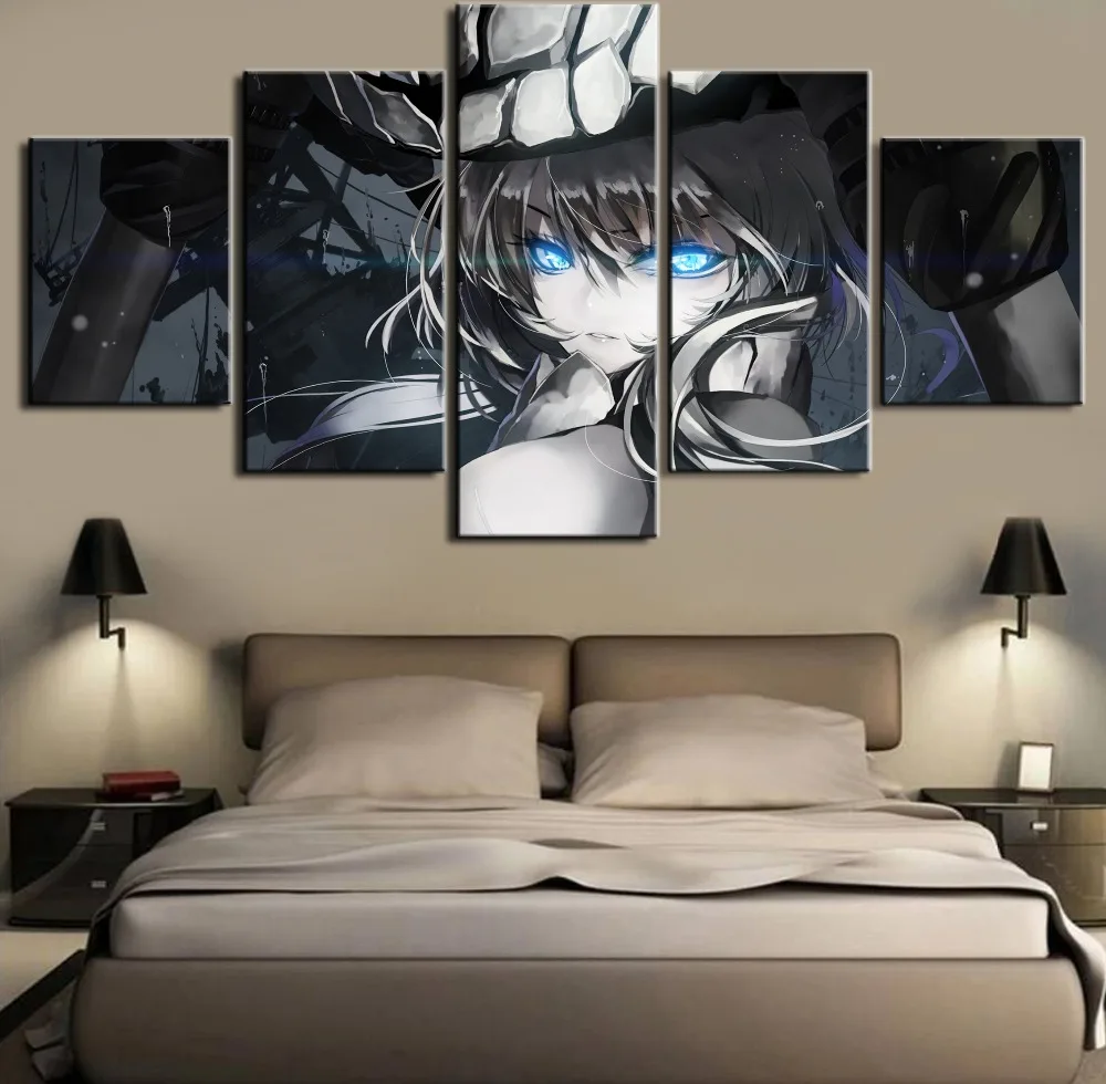 

AnimeBlack Rock Shooter 5 Panel Painting On Canvas Room Decoration Canvas Wall Art For Living Room HD Print Painting Artwork