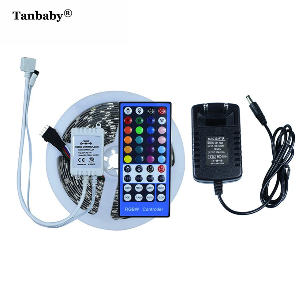 

Tanbaby 5M/Roll SMD 5050 RGBW RGBWW LED Strip light DC12V Not Waterproof+12V2A EU Power adapter +IR Remote Controller LED Ribbon