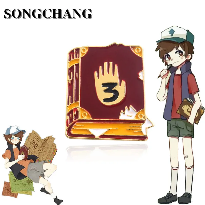 

Gravity Falls Dipper Journal Brooches Pins Dipper Journal 3 Book Brooch Badges Laples Cute Anime Jewelry Dress Shirt Accessories