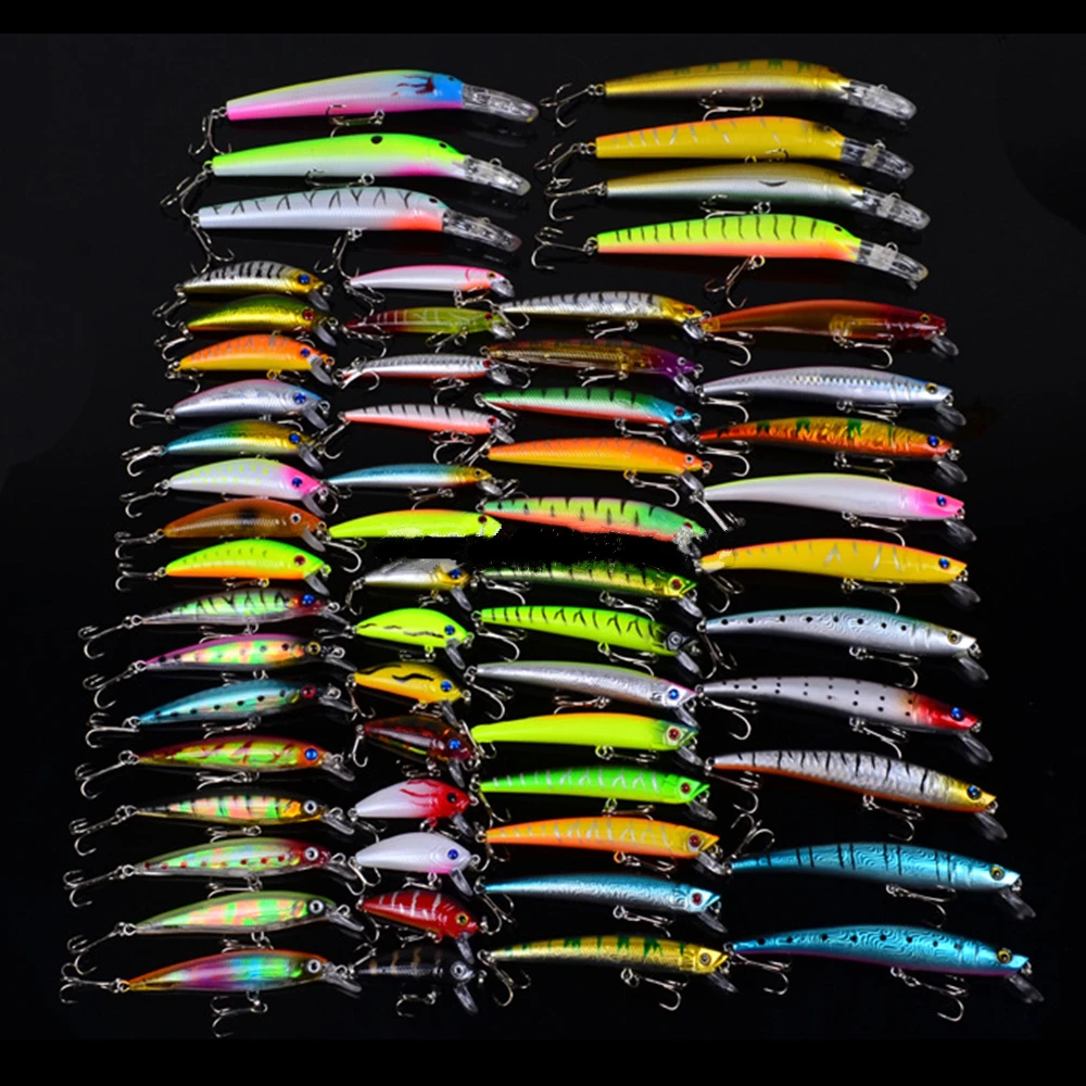 

60PCS Assorted Fishing Lures Minnow Lure Crank Bait Mixed Tackle 8 Models