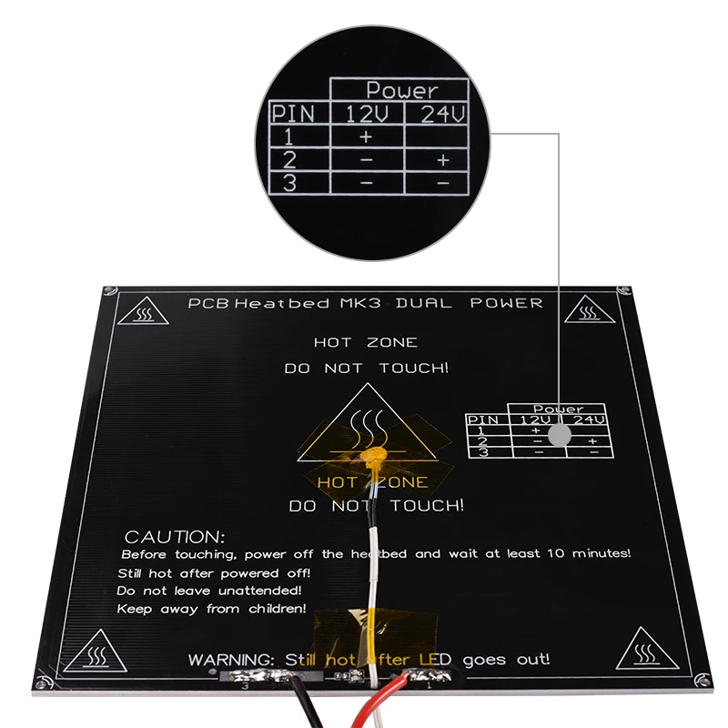 

Black MK3 Heatbed 214*214*3mm Aluminum Heatbed Dual Power Diameter Like MK2B Heated Bed For 3D Printer Parts Reprap Mendel