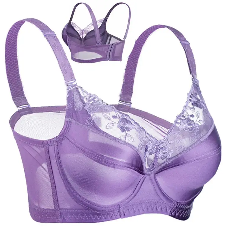Baiclothing женская прозрачная с полным покрытием на косточках кружевной бюстгалтер с цветами белье для женщин 34 36 38 40 42 44 46 48 B C D E F G - Цвет: Purple