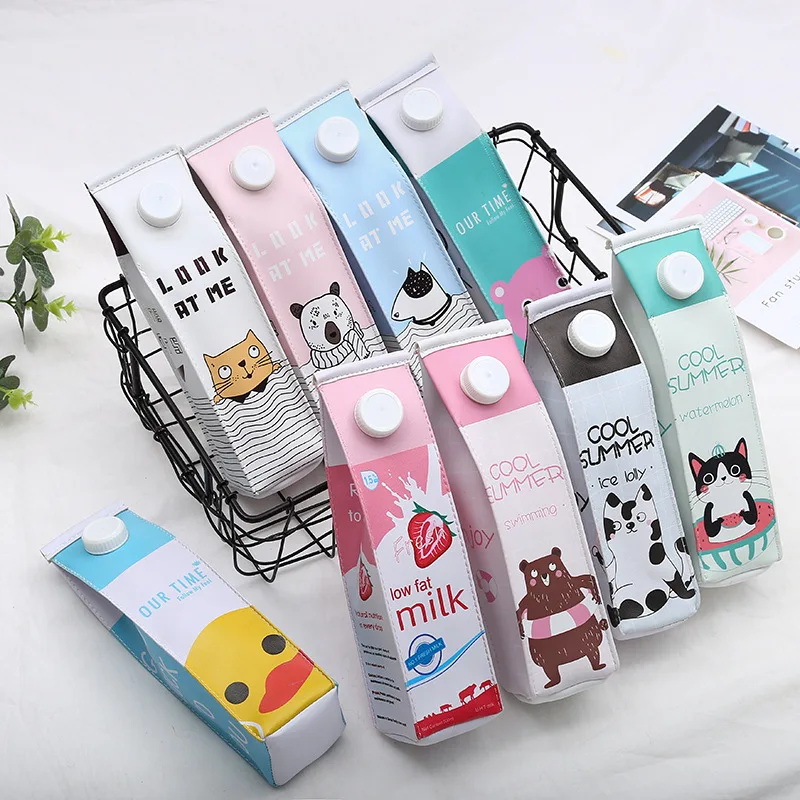 

Kawaii Pencil Case School Pencil Case for Girls Boys Leather Milk Pen Box Pencilcase Stationery Bag School Supplies