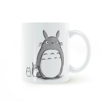 

OUSSIRRO Ins Doctor Who Totoro Cartoon Ceramic Gift Large Capacity Spoon Ceramic Cup Mug Coffee Cup