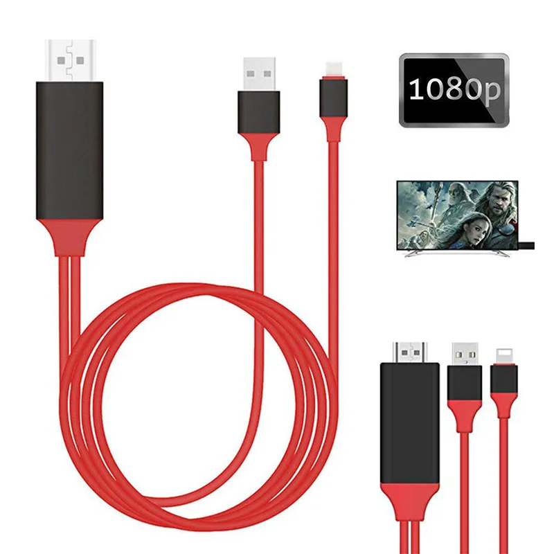 

8 Pin Micro USB C to Pro HDMI HDTV AV Cable Adapter for iPhone 5 5s 6 7 Plus Ipad Charging USB HDMI Adapter Cable Z2