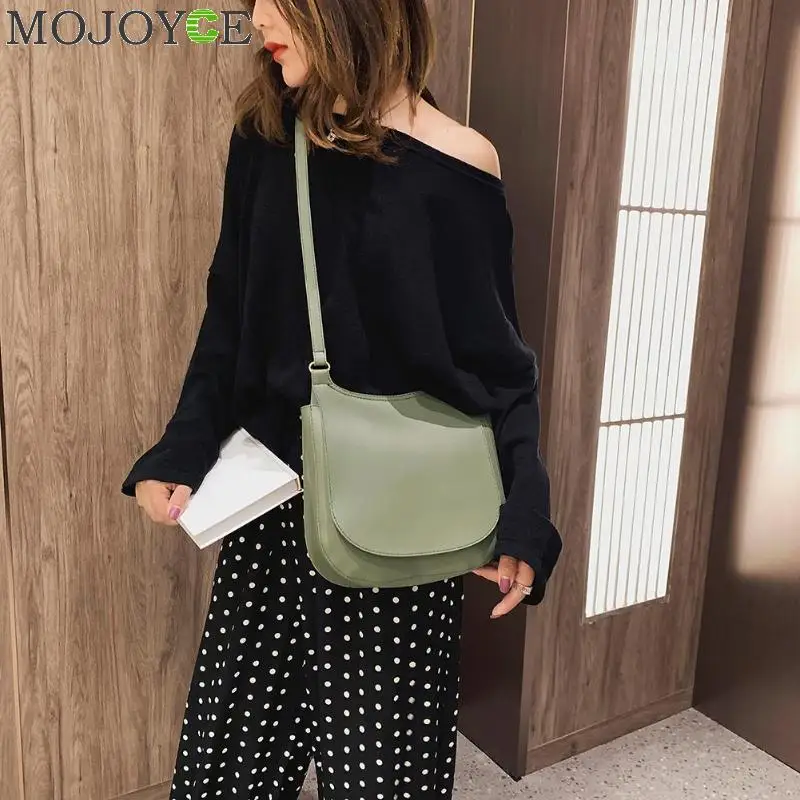 Women Fashion Wide Solid Color Shoulder Handbags Female Simple PU Leather Women Large Capacity Pure Color Flap Crossbody Bags