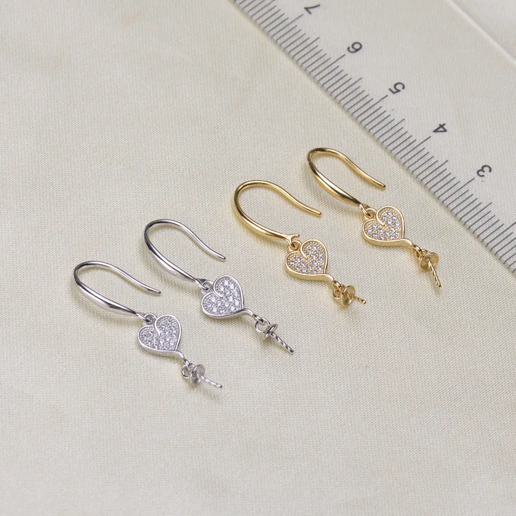 

HOT High Quality 925 Sterling Silver Stud Earrings Settings DIY Pearl Earring Hooks Findings Women's Jewelry Making Accessories