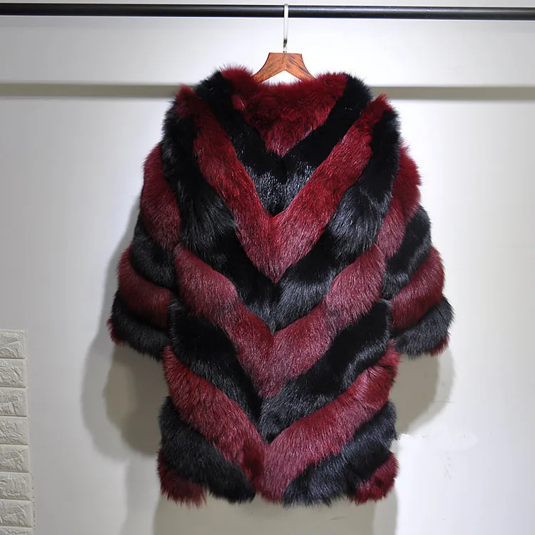 Мех Sarcar, зимнее пальто из натурального меха, Женская куртка из натуральной кожи, натуральный длинный Лисий мех, модный, в полоску, толстый, теплый, натуральный мех