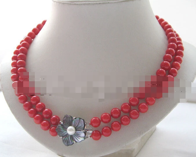 

Ожерелье с круглым красным кораллом, 8 мм, с застежкой, 17-18 дюймов
