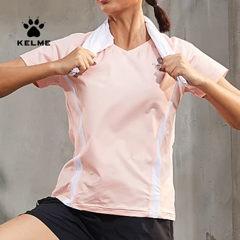 

KELME Women's Summer T-Shirt Short Sleeve Casual Creative Splicing Running Yoga T-Shirt Breathable Quick- Drying 36922018