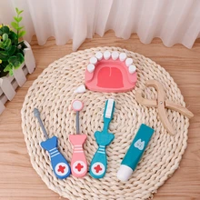 1 Набор детских игрушек, Набор для игры в доктора, деревянные стоматологические инструменты, имитационная медицинская коробка