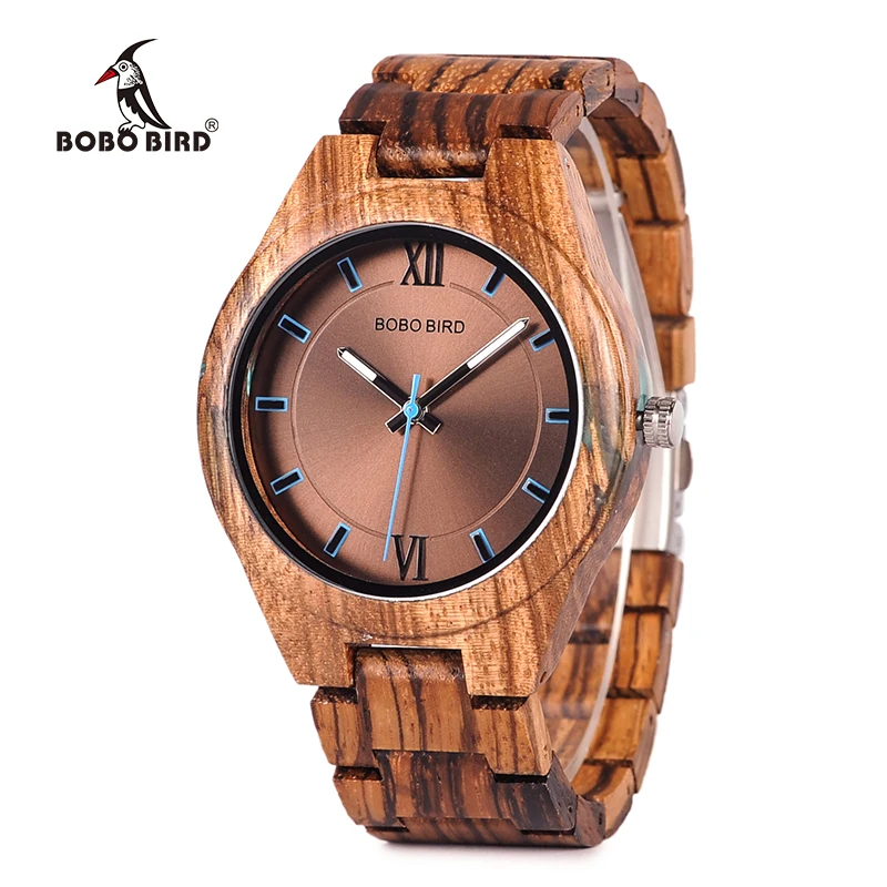 BOBO BIRD деревянные часы Уникальный Zebrawood и смолы Conbined чехол для мужчин кварцевые деревянные наручные часы C-eQ05